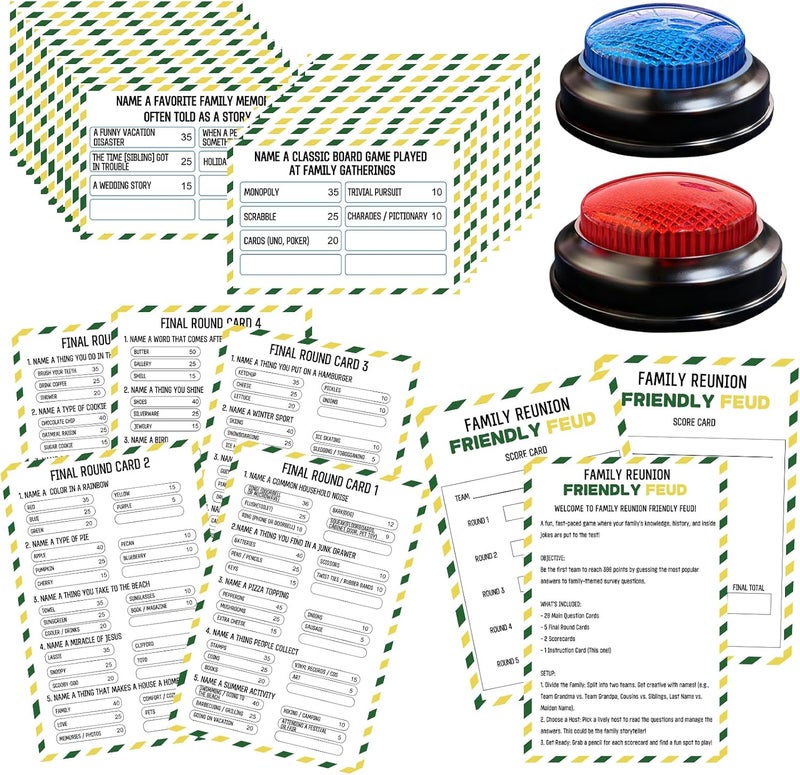IIDEA Family Friendly Feud Card Game with 2 Answer Buzzers,Family Reunion Game Night Fun Trivia Quiz for Holiday Gathering Party Office Class Groups Team Building - Image 1